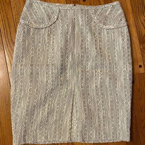 Yoana baraschi made in NYC striped textured creme and grey pencil skirt‎